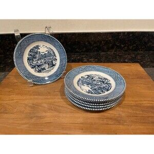 Currier & Ives Blue Harvest 6-1/2 Bread & Butter Plate